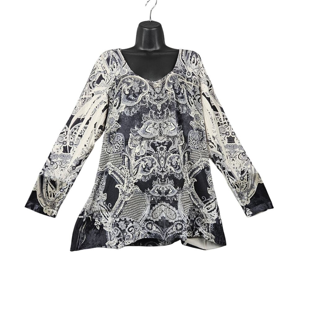 Live and Let Live 2X Paisley Tunic Top Boho Artsy Eclectic Lagenlook Plus Size